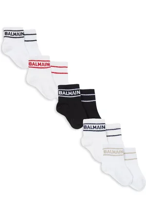 Balmain Kids logo-intarsia sock boots - Black