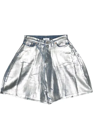 DOUBLET Metallic-finish denim shorts