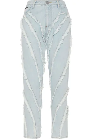 Philipp Plein Distressed rhinestone-embellished jeans