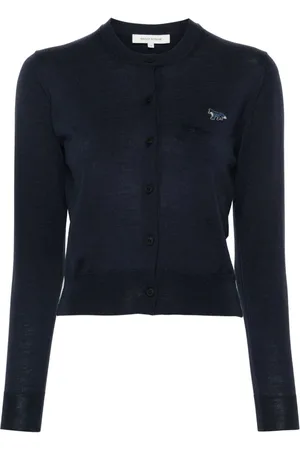 Maison Kitsuné Logo-embroidered wool cardigan