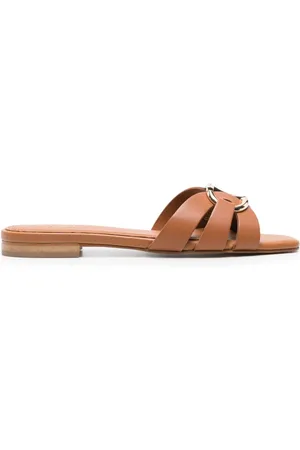 Twin-Set Oval T-plaque leather slides