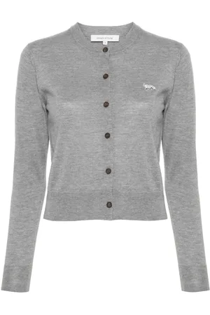 Maison Kitsuné Logo-embroidered wool cardigan