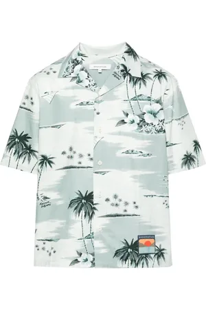 Maison Kitsuné Island-print bowling shirt
