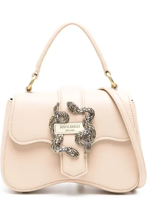 Roberto Cavalli Logo-plaque fux-leather tote bag