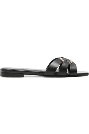 Twin-Set Oval T-plaque leather slides