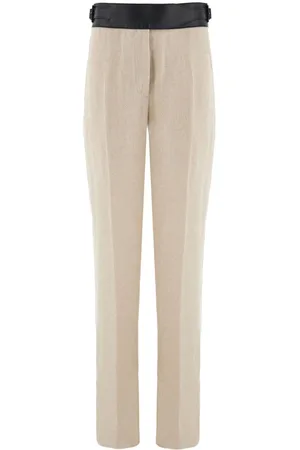 Salvatore Ferragamo Contrast-belt tailored linen trousers