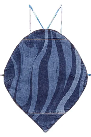 Puccini Marmo-print denim top