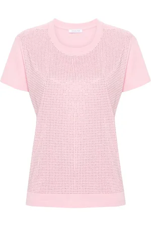 Patrizia Pepe Crystal-embellished cotton T-shirt