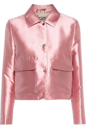 HERNO Straight-collar cropped satin jacket