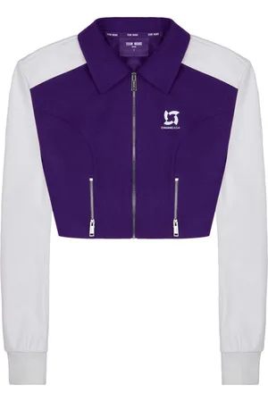 TEAM WANG design Panelled zip-up cropped jacket