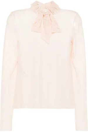 Serafini Floral-lace sheer blouse