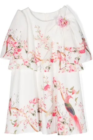 PATACHOU Floral-appliqu?? bird-print dress