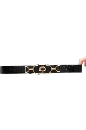 Maje Crocodile-embossed leather belt