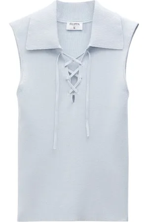 Filippa K Rib-knit laced collar top