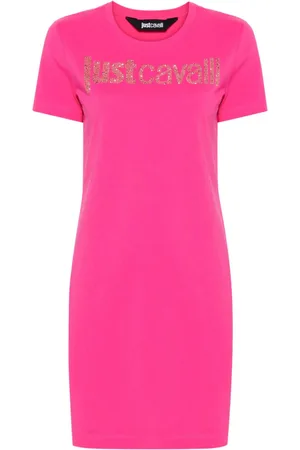 Roberto Cavalli Logo-embellished cotton shirt dress