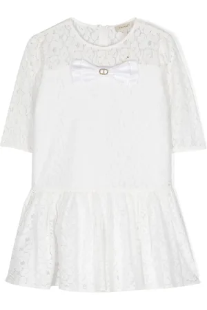 Twin-Set Bow-detailed lace midi dress