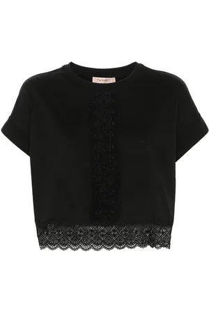 Twin-Set Lace-detail cropped T-shirt