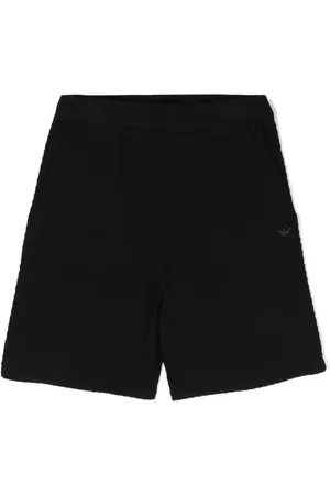 Emporio Armani Logo-embroidered fine-knit track shorts