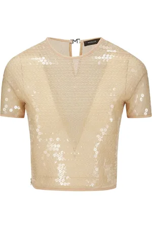 MUGLER Short-sleeved sequinned blouse
