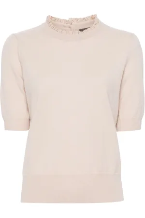 N.PEAL Ruffle trim cashmere T-Shirt