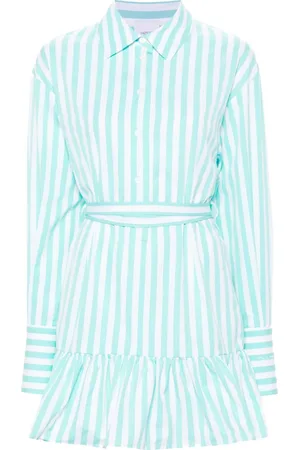 Patou Striped ruffled mini dress