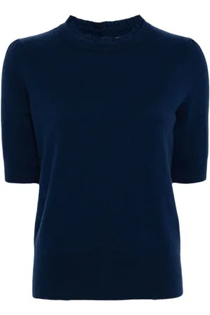 N.PEAL Ruffle-trim cashmere T-shirt