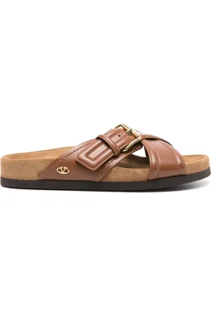 VALENTINO GARAVANI VLogo-plaque leather slides
