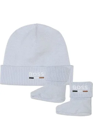 HUGO BOSS Logo-embroidered cotton beanie and slipper set