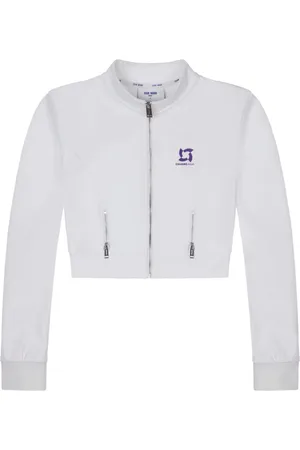 TEAM WANG design Logo-print cropped track jacket