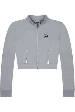 TEAM WANG design Logo-print cropped track jacket