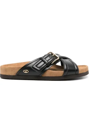 VALENTINO GARAVANI VLogo-plaque leather slides