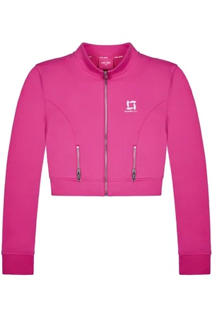 TEAM WANG design Logo-print cropped track jacket