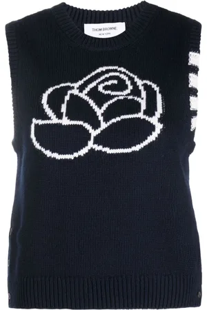 Thom Browne Floral-intarsia sleeveless knitted top