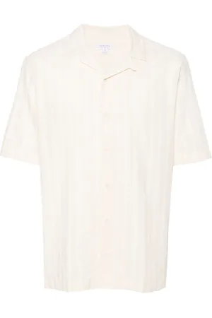 Sunspel Embroidered-stripes cotton shirt