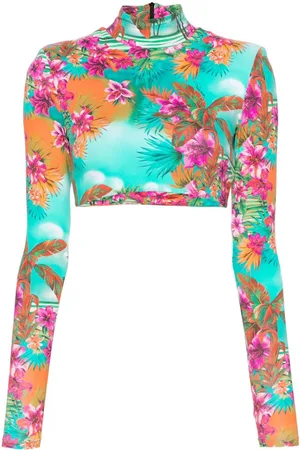 Roberto Cavalli Floral-print crop top