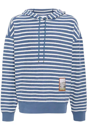 Maison Kitsuné Appliqu??-logo striped cotton hoodie