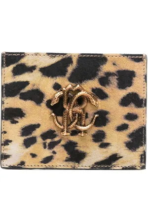 Roberto Cavalli Jaguar Skin-print suede cardholder