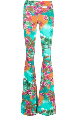 Roberto Cavalli Flared floral-print trousers