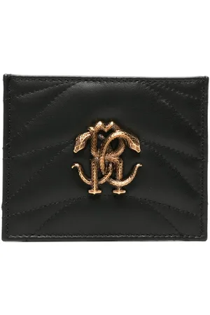 Roberto Cavalli Monogram-plaque quilted cardholder