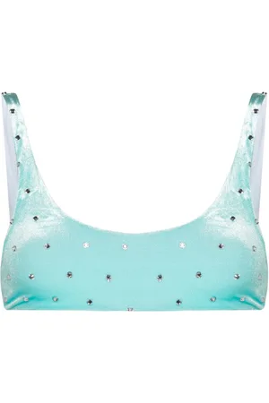 Dsquared2 Crystal-embellished velvet bikini top