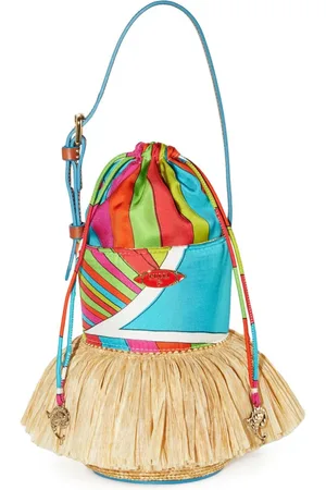 Puccini Nella straw bucket bag