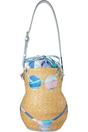 Puccini Nella straw bucket bag