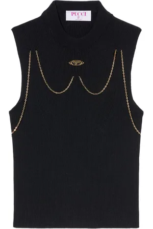 Puccini Chain-embellished rib-knit top