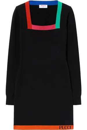 Puccini Colour-block square-neck minidress
