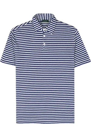 ZANONE Striped linen-blend polo shirt