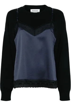 MONSE Slip-detailed wool-blend jumper