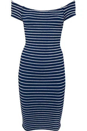Hunza G Grace off-shoulder striped minidress