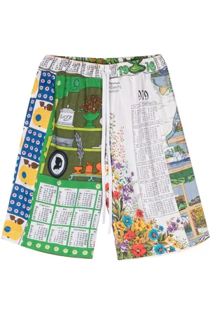 Marine Serre Regenerated Household Linen Calendar bermuda shorts