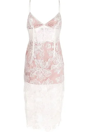 FLEUR DU MAL Floral-embroidered sequinned midi dress
