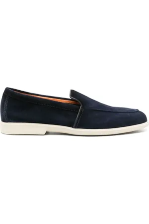 santoni Pipe-trim suede loafers